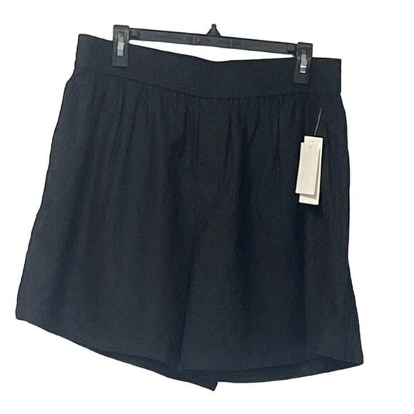 Treasure & Bond Pull-on Relaxed Linen-blend Shorts, Black, Sz. XL - Picture 4 of 9